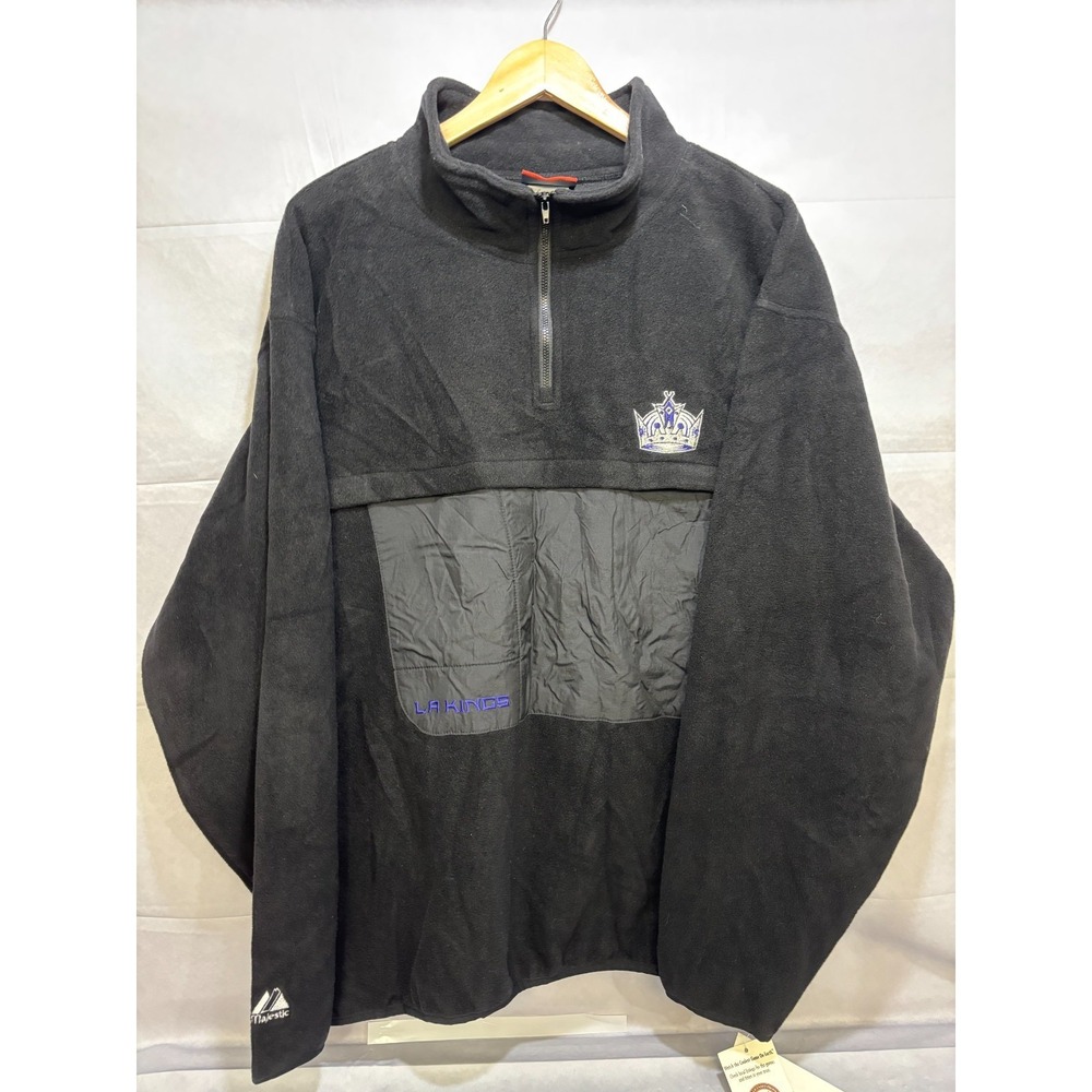 Los Angeles Kings Majestic‎ Fleece 1/4 Zip Pullover Jacket Black Men's Large New